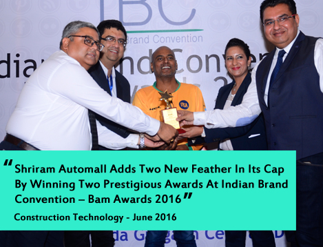 Sameer Malhotra - Shriram Automall Adds Two New Feather In Its Cap
By Winning Two Prestigious Awards At Indian Brand
Convention � Bam Awards 2016